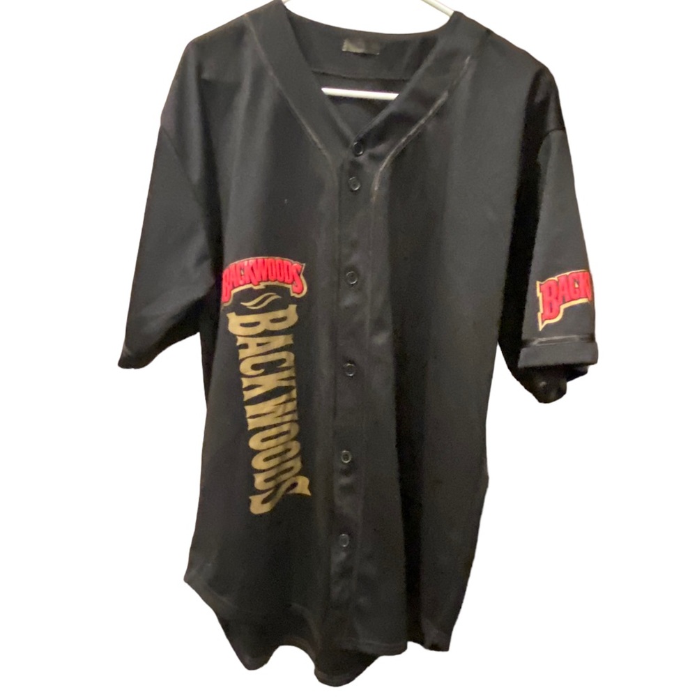 Retro Backwoods Cigars Black Pro Star Button Down Baseball Jersey Men’s XL